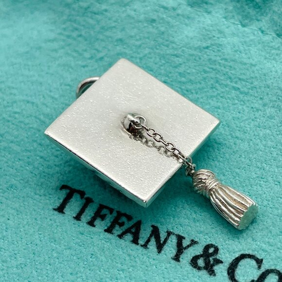 Tiffany & Co. Sterling Silver Graduation Cap Hat Tassel Charm Pendant - Picture 2 of 12